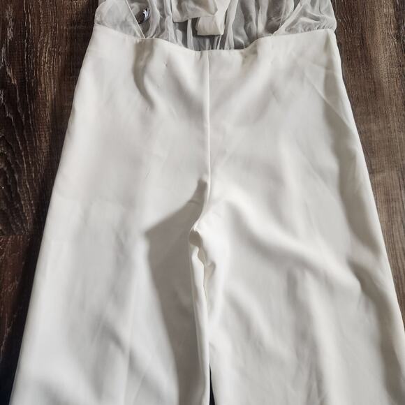 Retrofete White/Cream Jumpsuit Halter Open Back Silk Size Small Sample Wide Leg - Picture 7 of 11